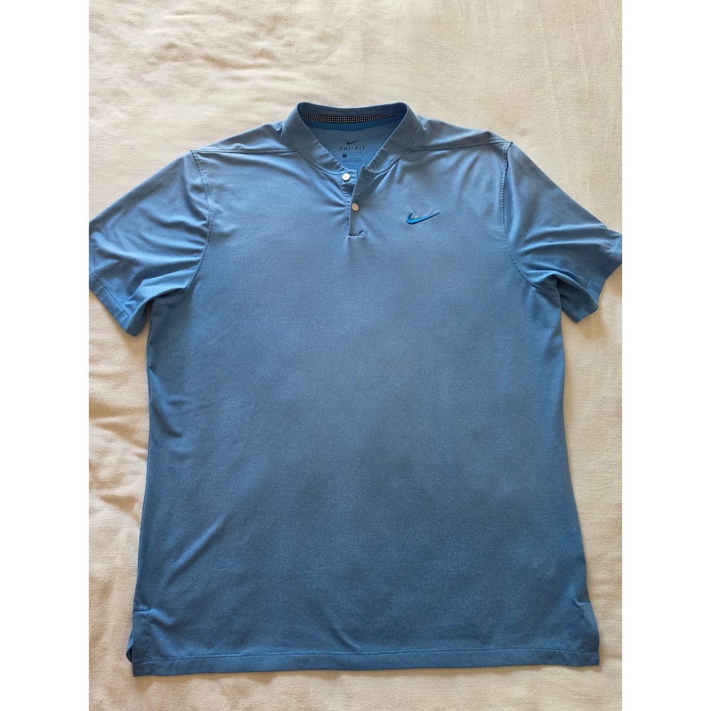 Nike Dri-FIT Blade Collar Golf Polo Shirt Mens Large Light Blue Heather Slv
